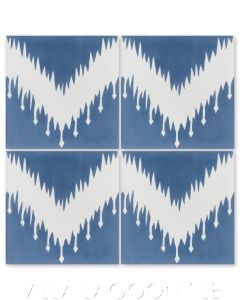Ikat C Washed Denim Modern Fabric-Style Cement Tile, from Villa Lagoon Tile.