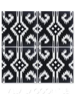 "Ikat D Black & White" Modern Fabric-Style Cement Tile, from Villa Lagoon Tile.