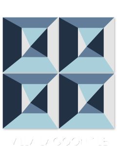 "In Box Blues" Modern Geometric Cement Tile by Neyland Design, from Villa Lagoon Tile.