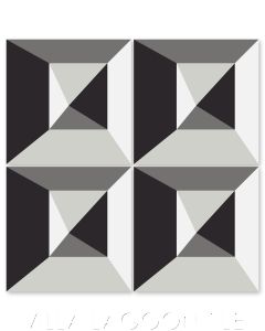 "In Box Sencillo" Modern Geometric Cement Tile by Neyland Design, from Villa Lagoon Tile.