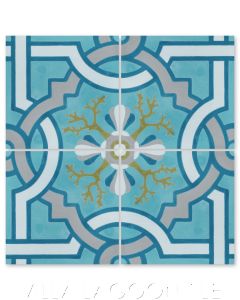 "Italian Trellis A Azul" Coastal Cement Tile, by Villa Lagoon Tile.