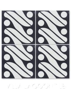 "Java Black & White" Fabric-Style Cement Tile, by Villa Lagoon Tile.