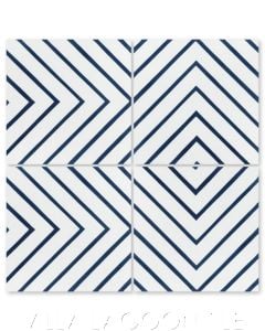 "Labyrinth Berry Blue" Modern Geometric Cement Tile, from Villa Lagoon Tile.