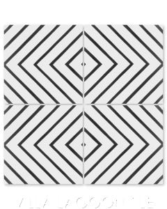 "Labyrinth Black & White" Modern Geometric Cement Tile, from Villa Lagoon Tile.