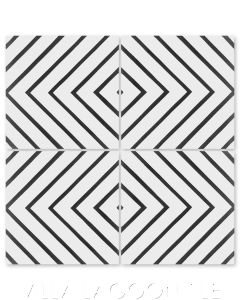 "Labyrinth Black & White" Modern Geometric Cement Tile, from Villa Lagoon Tile.