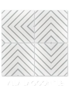 "Labyrinth Misty Gray" Modern Geometric Cement Tile, from Villa Lagoon Tile.