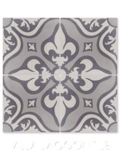 "Lancelot Gray" Floral Cement Tile, by Villa Lagoon Tile.