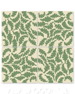 "Leaf Peridot & Whipped Cream" Whimsical Floral Cement Tile by Jeff Shelton, from Villa Lagoon Tile.