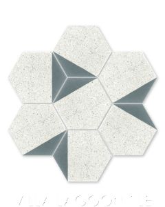 "Lefty Hex Cityscape and White Terrazzo" Geometric Hexagonal Cement Tile, from Villa Lagoon Tile.