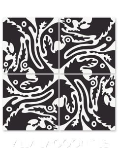 "Long Nose Fish in Black & White" Whimsical Wildlife Cement Tile by Jeff Shelton, from Villa Lagoon Tile.