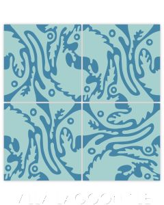 "Long Nose Fish in Miami on Azure" Whimsical Wildlife Cement Tile by Jeff Shelton, from Villa Lagoon Tile.