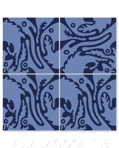 "Long Nose Fish in Periwinkle on Admiral" Whimsical Wildlife Cement Tile by Jeff Shelton, from Villa Lagoon Tile.