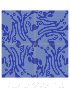 "Long Nose Fish in Periwinkle on Ultramarine" Whimsical Wildlife Cement Tile by Jeff Shelton, from Villa Lagoon Tile.