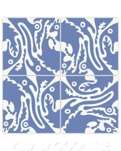 "Long Nose Fish in Periwinkle on White" Whimsical Wildlife Cement Tile by Jeff Shelton, from Villa Lagoon Tile.