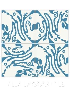"Long Nose Fish in White on Azure" Whimsical Wildlife Cement Tile by Jeff Shelton, from Villa Lagoon Tile.