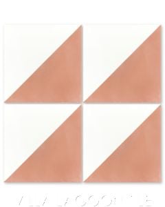 "Man Overboard Smoky Coral & White" Geometric Cement Tile, from Villa Lagoon Tile.