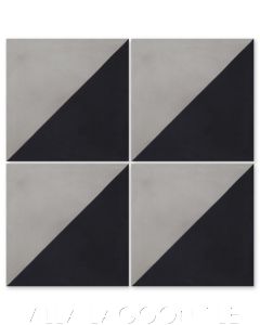 "Man Overboard Featherstone & Black" Geometric Cement Tile, from Villa Lagoon Tile.