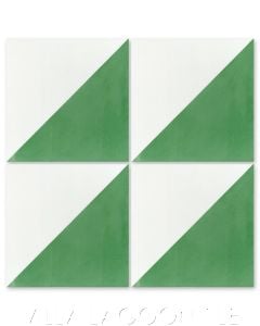 "Man Overboard Green & White" Geometric Cement Tile, from Villa Lagoon Tile.