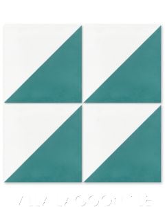 "Man Overboard Teal & White" Geometric Cement Tile, from Villa Lagoon Tile.
