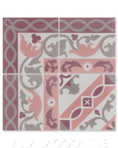 "Marinas Border" Cuban Cement Tile with matching  "Timba Autentico", from Villa Lagoon Tile.