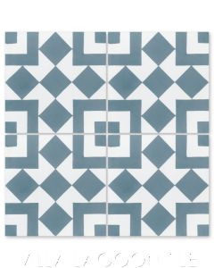 "Marrakesh A Stone Blue" Geometric Cement Tile, from Villa Lagoon Tile.