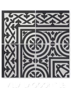 "Mas Equis Border Black and White" Cuban Cement Tile Border, from Villa Lagoon Tile.