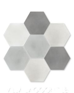 "Mixed Gray Hex" Cement Tile, from Villa Lagoon Tile.