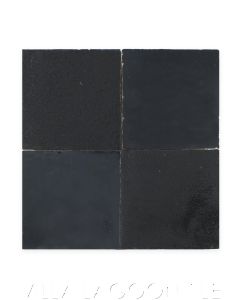 Square Glazed Zellige in Obsidian