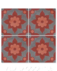"Omar Sharif B Henna and Coral" Floral Cement Tile, from Villa Lagoon Tile.