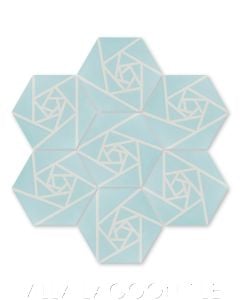 "Origami Blue" Modern Hex Cement Tile, by Villa Lagoon Tile.