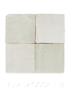 Square Glazed Zellige in Oyster Shell