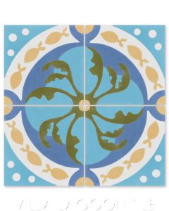 "Pescado Azul" Coastal Cement Tile, by Villa Lagoon Tile.