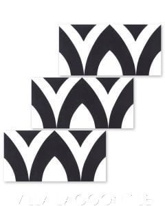 "Pointed Arch Riser in Black and White" Modern Whimsical Cement Tile by Jeff Shelton, from Villa Lagoon Tile.