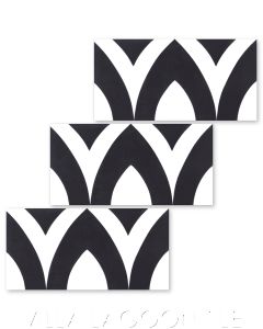 "Pointed Arch Riser in Black and White" Modern Whimsical Cement Tile by Jeff Shelton, from Villa Lagoon Tile.
