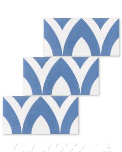 "Pointed Arch Riser in Royal Blue and White" Modern Whimsical Cement Tile by Jeff Shelton, from Villa Lagoon Tile.