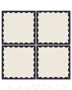 "Postage Paid A in Black and Alabaster" Modern Cement Tile, from Villa Lagoon Tile.