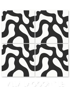 "Roads in Black and White" Modern Whimsical Cement Tile by Jeff Shelton, from Villa Lagoon Tile.