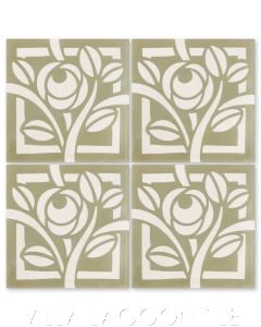 "Rosetta Dry Sage" Modern Floral Cement Tile by Neyland Design, from Villa Lagoon Tile.