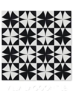 "Rotunda Black and White" Geometric Cement Tile, from Villa Lagoon Tile.