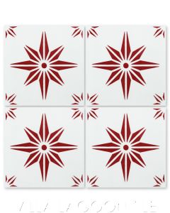 "Sirius B in Ruby" Star Field Cement Tile, from Villa Lagoon Tile.