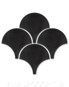 Solid Fishscale Black Moroccan Cement Tile, SB-2000, from Villa Lagoon Tile.