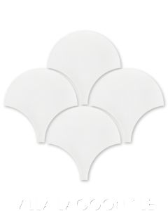 Solid Fishscale White Moroccan Cement Tile, SB-1000, from Villa Lagoon Tile.