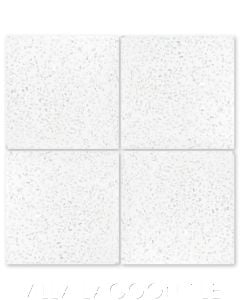 Solid White Terrazzo Cement Tile with medium white marble chips, from Villa Lagoon Tile.