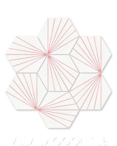 "Spark C Blush" Geometric Hex Cement Tile, from Villa Lagoon Tile.
