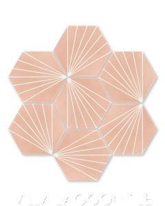 "Spark C Coral" Geometric Hex Cement Tile, from Villa Lagoon Tile.