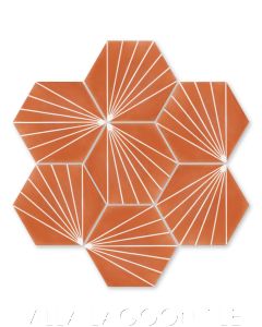 "Spark C Tangerine" Geometric Hex Cement Tile, from Villa Lagoon Tile.