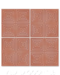 "Square Wave" Geometric Relief Cement Tile in "Terracotta", by Villa Lagoon Tile.