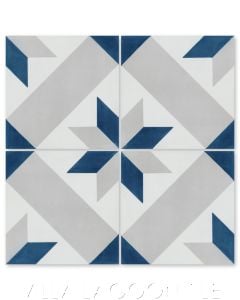 "Star Lattice Nautique" Traditional Geometric Cement Tile, from Villa Lagoon Tile.
