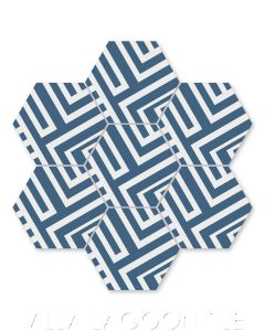 "Street Smart Royal Blue" Modern Geometric Hex Cement Tile by Neyland Design, from Villa Lagoon Tile.