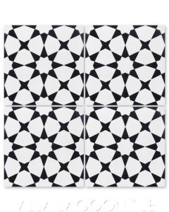 "Taza Black & White Morning" Moroccan Cement Tile, from Villa Lagoon Tile.